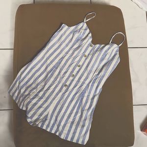 White and blue striped romper - Large